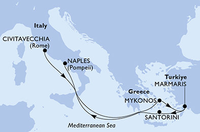Itálie, Řecko, Turecko z Civitavecchia na lodi MSC Divina