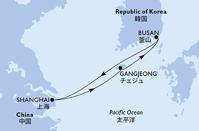 Čína, Jižní Korea ze Šanghaje na lodi MSC Bellissima
