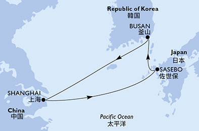 Čína, Japonsko, Jižní Korea ze Šanghaje na lodi MSC Bellissima