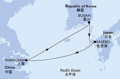 Čína, Jižní Korea, Japonsko ze Šanghaje na lodi MSC Bellissima