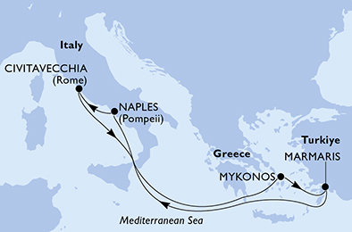 Turecko, Itálie, Řecko z Marmarisu na lodi MSC Divina