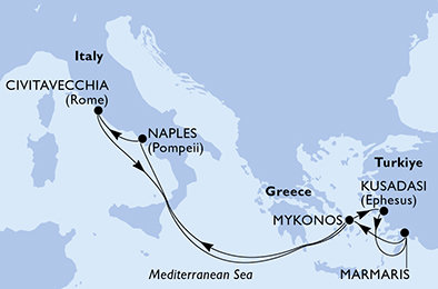 Turecko, Řecko, Itálie z Marmarisu na lodi MSC Divina