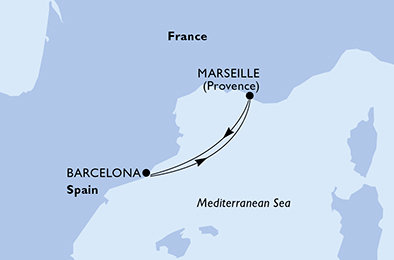 Francie, Španělsko z Marseille na lodi MSC Seashore