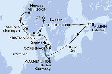Švédsko, Estonsko, Dánsko, Německo, Norsko ze Stockholmu na lodi MSC Splendida