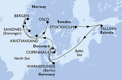 Švédsko, Estonsko, Dánsko, Německo, Norsko ze Stockholmu na lodi MSC Splendida