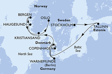 Švédsko, Estonsko, Dánsko, Německo, Norsko ze Stockholmu na lodi MSC Splendida