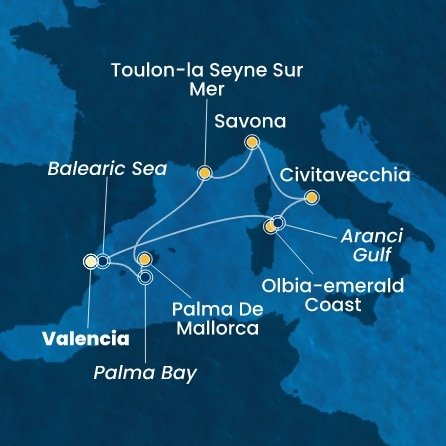 Španělsko, Itálie, Francie z Valencie na lodi Costa Pacifica