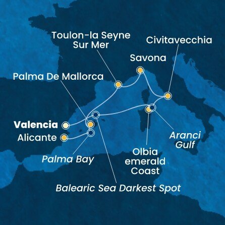 Španělsko, Itálie, Francie z Valencie na lodi Costa Pacifica