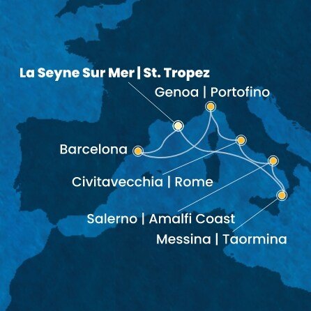 Francie, Španělsko, Itálie z Toulonu na lodi Costa Fascinosa