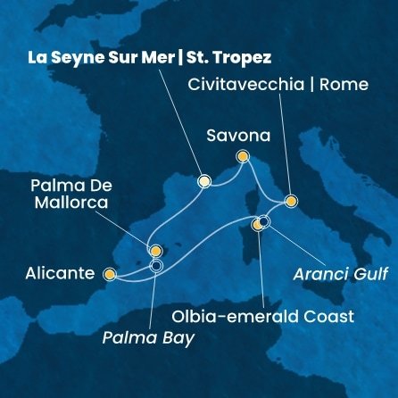 Francie, Španělsko, Itálie z Toulonu na lodi Costa Pacifica