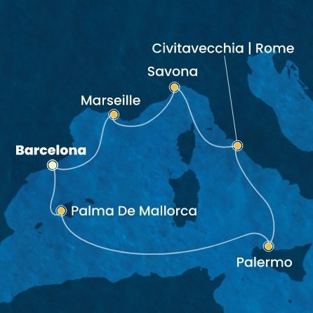 Španělsko, Itálie, Francie z Barcelony na lodi Costa Toscana