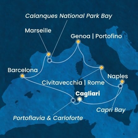 Itálie, Francie, Španělsko z Cagliari na lodi Costa Smeralda