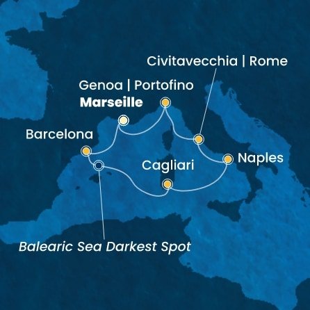 Francie, Španělsko, Itálie z Marseille na lodi Costa Toscana
