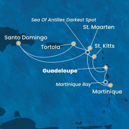 Guadeloupe, Svatý Kryštof a Nevis, Britské Panenské ostrovy, Dominikánská republika, Svatý Martin, Martinik z Pointe-à-Pitre na lodi Costa Favolosa