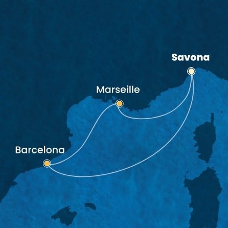 Itálie, Španělsko, Francie ze Savony na lodi Costa Serena