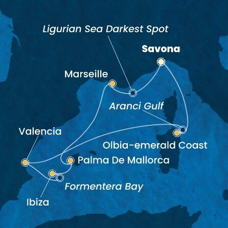 Itálie, Španělsko, Francie ze Savony na lodi Costa Fascinosa