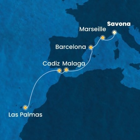 Itálie, Francie, Španělsko ze Savony na lodi Costa Smeralda