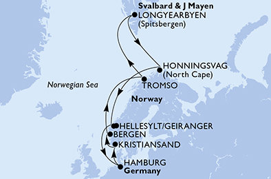 Německo, Norsko z Hamburku na lodi MSC Preziosa