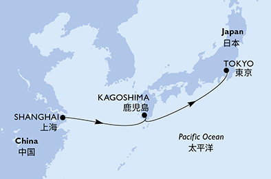 Čína, Japonsko ze Šanghaje na lodi MSC Bellissima