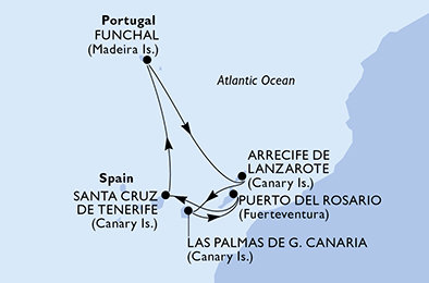 Španělsko, Portugalsko z Tenerife na lodi MSC Fantasia
