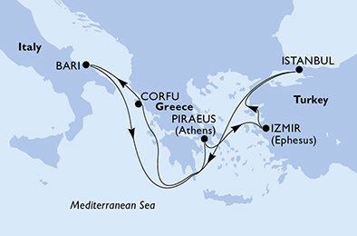 Turecko, Řecko, Itálie z Istanbulu na lodi MSC Lirica