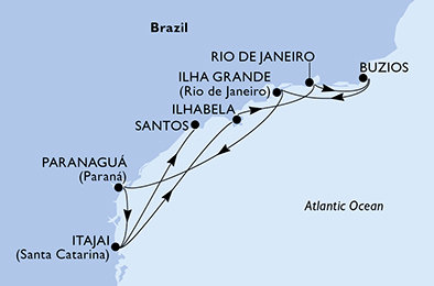 Brazílie na lodi MSC Musica