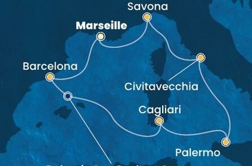 Francie, Španělsko, Itálie z Marseille na lodi Costa Pacifica