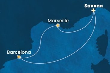 Itálie, Španělsko, Francie ze Savony na lodi Costa Diadema