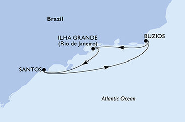 Brazílie ze Santosu na lodi MSC Divina