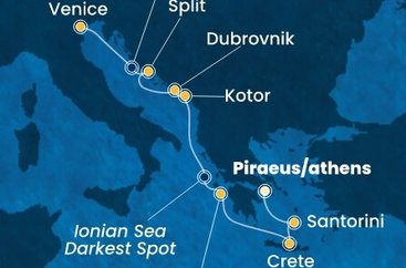 Řecko, Černá Hora, Chorvatsko, Itálie z Pirea na lodi Costa Deliziosa
