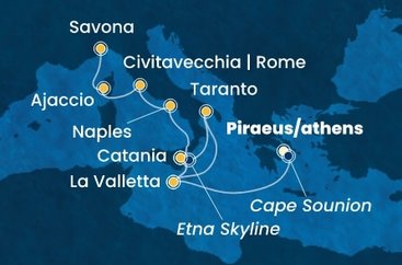 Řecko, Malta, Itálie, Francie z Pirea na lodi Costa Serena