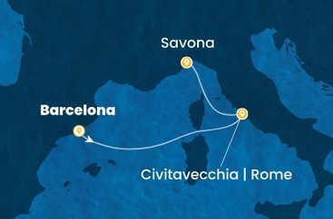Španělsko, Itálie z Barcelony na lodi Costa Smeralda