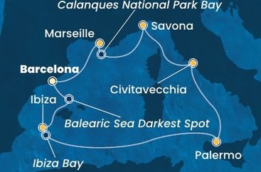 Španělsko, Itálie, Francie z Barcelony na lodi Costa Smeralda