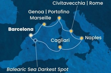 Španělsko, Itálie, Francie z Barcelony na lodi Costa Smeralda