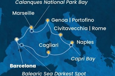 Španělsko, Itálie, Francie z Barcelony na lodi Costa Toscana