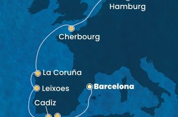Španělsko, Portugalsko, Francie, Německo z Barcelony na lodi Costa Favolosa
