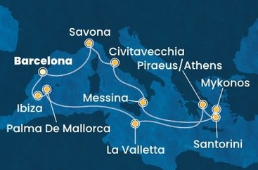 Španělsko, Malta, Řecko, Itálie z Barcelony na lodi Costa Serena