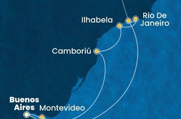 Argentina, Uruguay, Brazílie z Buenos Aires na lodi Costa Serena