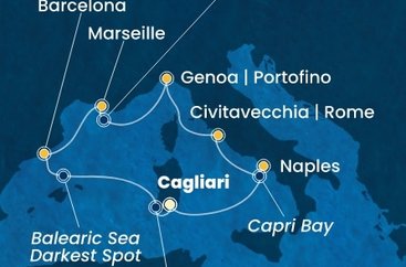 Itálie, Francie, Španělsko z Cagliari na lodi Costa Smeralda