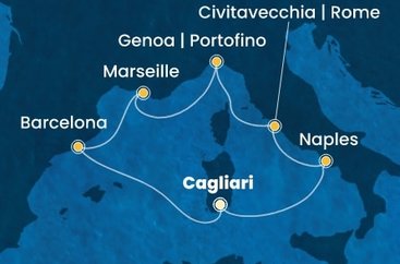 Itálie, Francie, Španělsko z Cagliari na lodi Costa Smeralda