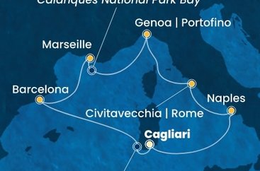 Itálie, Francie, Španělsko z Cagliari na lodi Costa Smeralda
