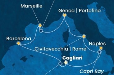 Itálie, Francie, Španělsko z Cagliari na lodi Costa Smeralda