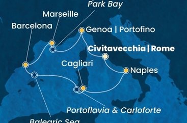Itálie, Francie, Španělsko z Civitavecchia na lodi Costa Smeralda