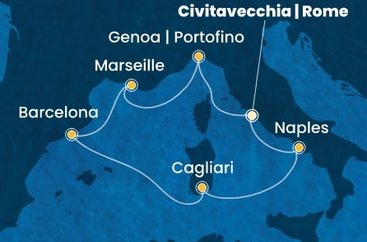 Itálie, Francie, Španělsko z Civitavecchia na lodi Costa Smeralda
