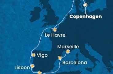 Dánsko, Francie, Španělsko, Portugalsko z Kodaně na lodi Costa Diadema