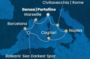 Itálie, Francie, Španělsko z Janova na lodi Costa Toscana