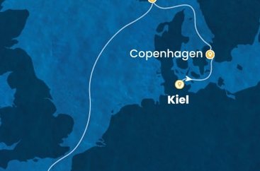 Německo, Dánsko, Norsko, Francie z Kielu na lodi Costa Diadema