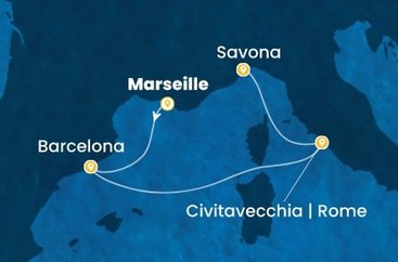 Francie, Španělsko, Itálie z Marseille na lodi Costa Smeralda
