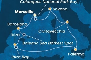 Francie, Španělsko, Itálie z Marseille na lodi Costa Smeralda