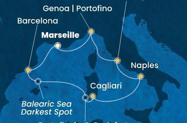 Francie, Španělsko, Itálie z Marseille na lodi Costa Smeralda
